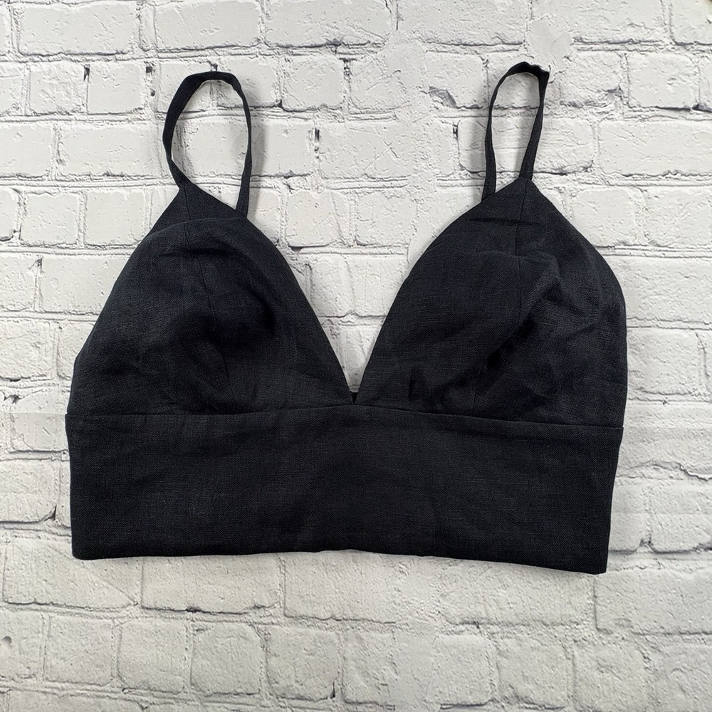 Banana Republic Black 100% Linen Bra Crop Top